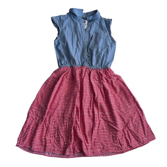 Levi's Girls Chambray & Striped Dress - Size Medium (10/12) - Picture 1 of 4